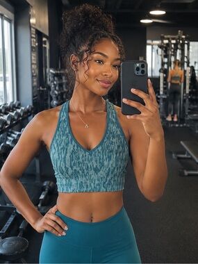 Athleta Aurora Seamless Crop Rib Tank – Women’s Reef Green Activewear Top